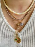 Opal candy beaded necklace with 18k gold clasp