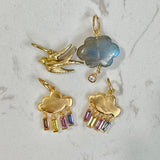 14k small rainbow cloud with natural pastel sapphires