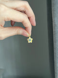 14k yellow gold natural blue heart sapphire flower