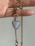 14k gold natural lace agate heart