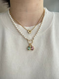 Genuine fresh water white pearls 14k necklace