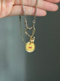 18k gold vintage qu hier que demain love charm pendant French + Qu’hier - Que Demain