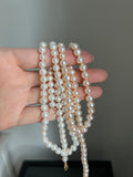 Old stock genuine fresh water soft champagne peach pink pearls 14k