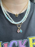 Opal candy beaded necklace with 14k gold ends