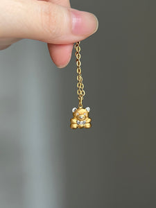 22k two toned vintage bear with diamonds charm pendant