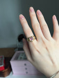 14k gold Pop heart ring chubby natural baby pink tourmaline