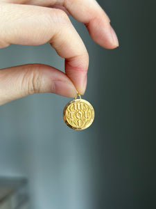 Rare Antique 18k Toi Moi French round charm pendant medal