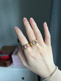 14k gold Pop heart ring chubby natural baby pink tourmaline