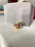 Pop ring series: 14k flower power chubby pop ring with tourmaline