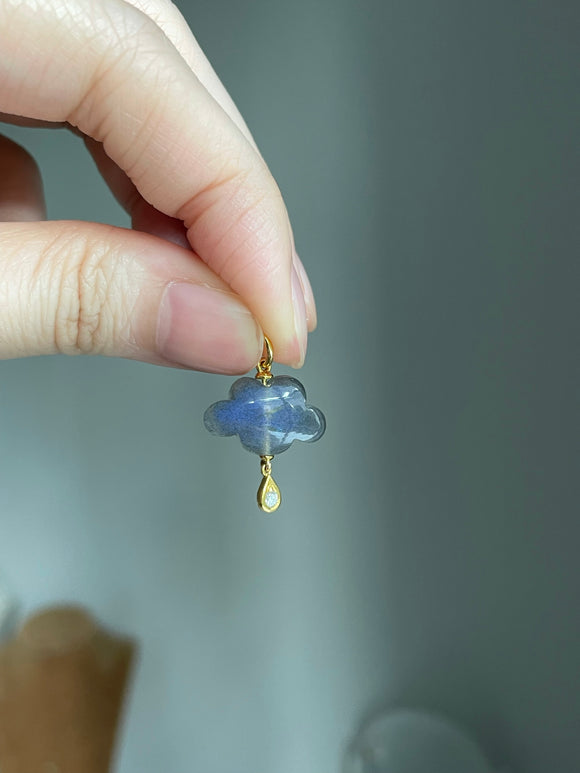 14k Labradorite cloud with diamond drop