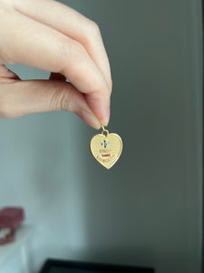 Vintage heart shape French 18k Qu hier que demain love token