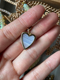 14k gold natural lace agate heart