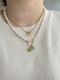 Genuine fresh water white pearls 14k necklace