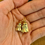Bigger 14k yellow gold handsy little floaty ghost charm with hands