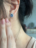18k blue sapphire and diamond earring studs