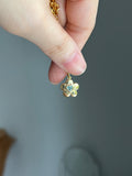 14k yellow gold natural blue ish heart sapphire flower