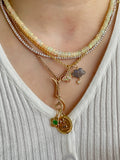 Opal candy beaded necklace with 18k gold clasp