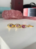 14k gold Pop heart ring chubby natural baby pink tourmaline