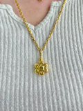 Lock-it Locket collection : 14k yellow gold flower scent locket pendant charm