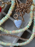 14k gold natural lace agate heart