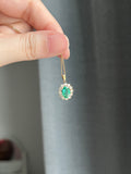 Old stock 18k yellow gold Natural Emerald oval cut with diamonds