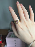 14k gold Pop heart ring chubby natural baby pink tourmaline