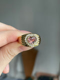 14k Sweet heart ring with natural spinel and diamonds