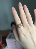 14k gold Pop heart ring chubby natural baby pink tourmaline