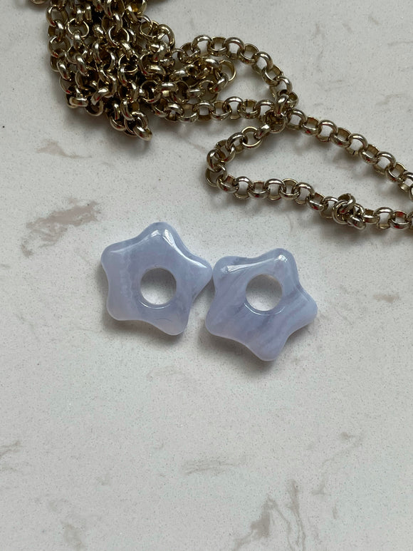 1 pair of pastel blue lace agate stars