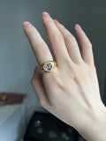 14k gold Pop heart ring chubby natural grape spinel