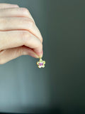 14k yellow gold pink natural sapphire flower pendant charm