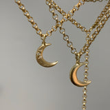 14k yellow gold crescent moon Ma Lune charm pendant