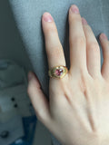 14k gold Pop heart ring chubby natural pink tourmaline