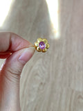14k Natural Pink sapphire chubby flower pendant