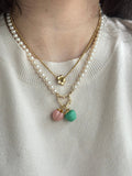 14k gold green chrysoprase apple