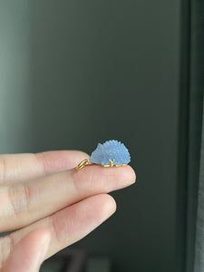 Exquisite 18k pastel blue carved chalcedony hedgehog charm 🦔