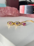 14k gold Pop heart ring chubby natural baby pink tourmaline