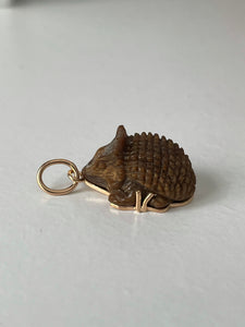 Exquisite 18k brown soft jade carved hedgehog charm 🦔