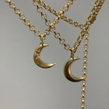 14k yellow gold crescent moon Ma Lune charm pendant