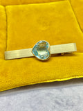 Bejewelled Hair Clip 9k solid gold with a blue topaz heart