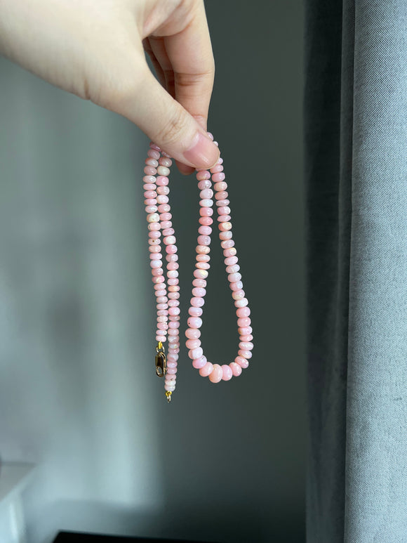 Natural Pink opal candy necklace