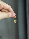 14k yellow gold blue natural sapphire heart starburst charm pendant