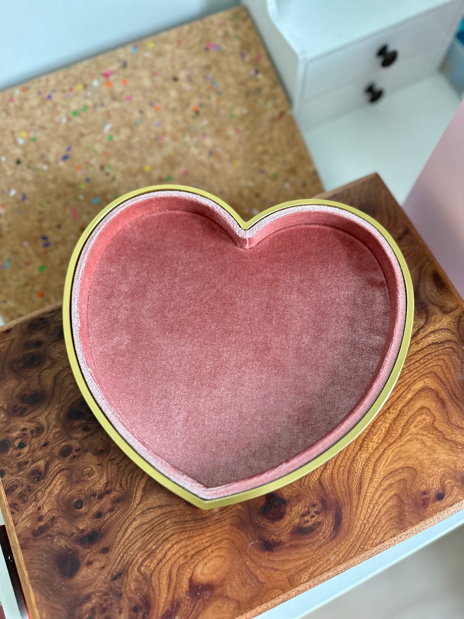 Velvet Heart Shaped Jewelry Tray Display Confetti By Jas