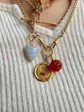 14k gold natural lace agate heart