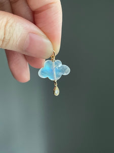 14k Moonstone cloud with a diamond drop diamond