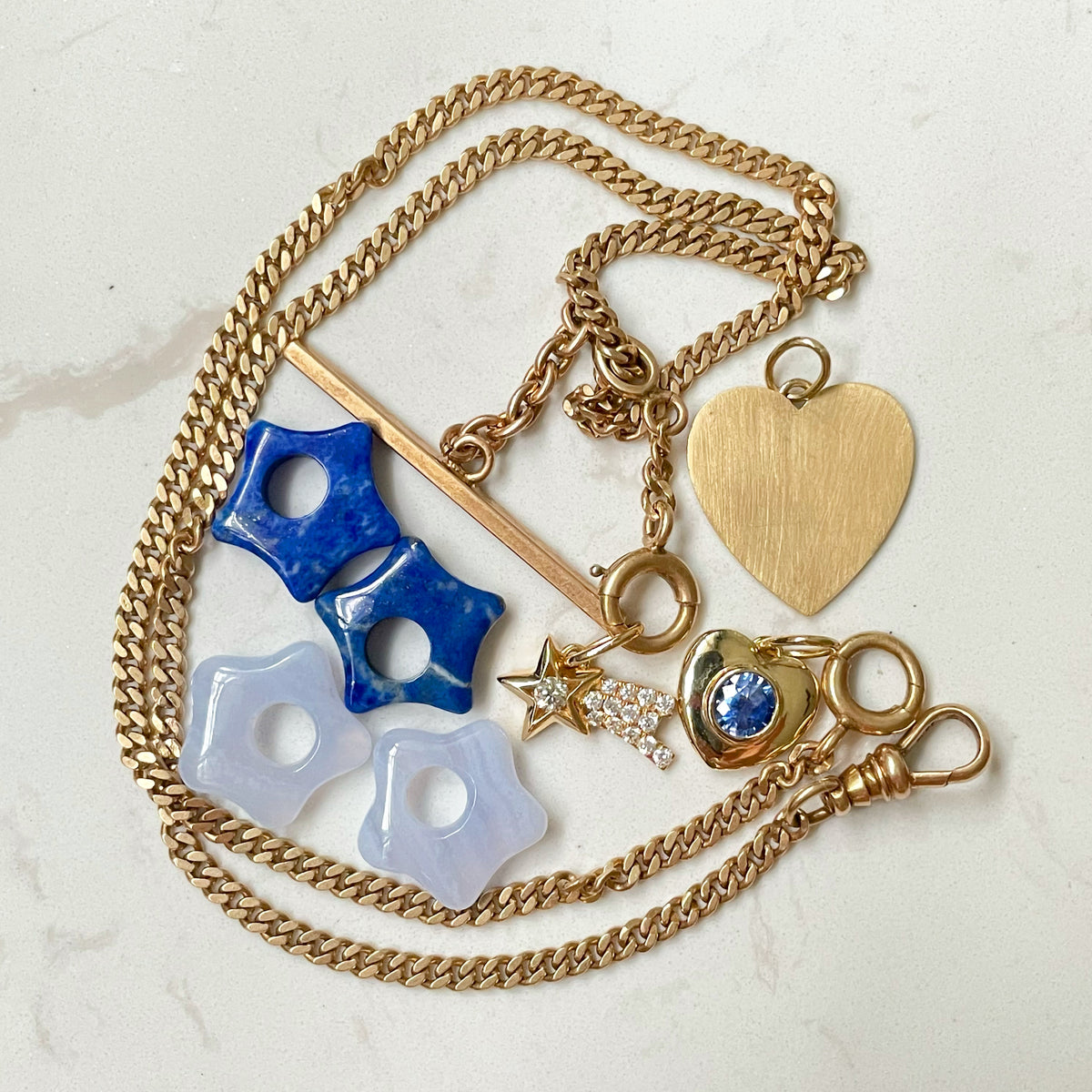 14k gold vintage antique watch chain with T-bar – Confetti