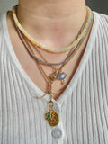 Opal candy beaded necklace with 18k gold clasp