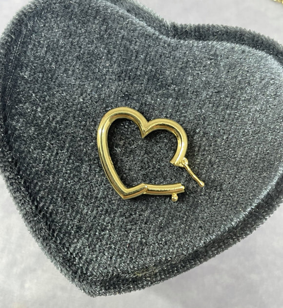 V2. 14k gold heart connector clasp enhancer charm pendant clip