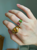 Perfect Match: 14k gold mismatched ring natural tourmaline