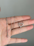 Open heart diamond 18k white gold necklace